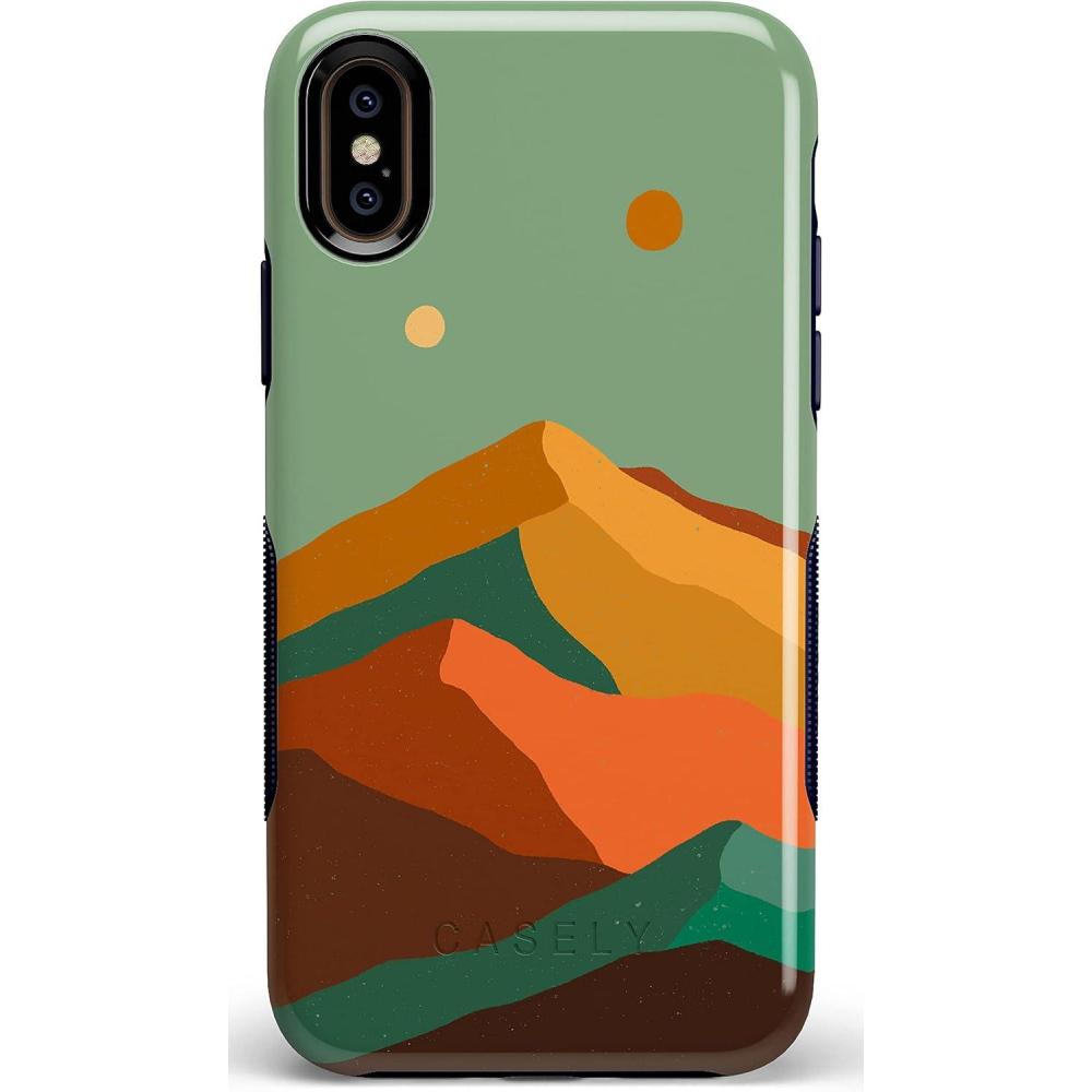 imageCasely iPhone Xs Max Case  Purple Taupe on Nude  Bold Protective DesignEndless Peaks  Colorblock Mountain