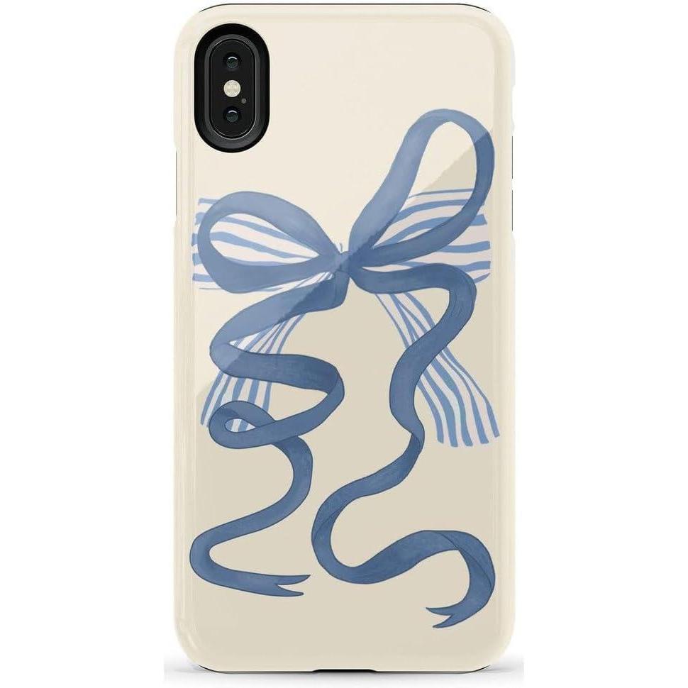 imageCasely iPhone Xs Max Case  Purple Taupe on Nude  Bold Protective DesignHeartstrings  Blue Bow