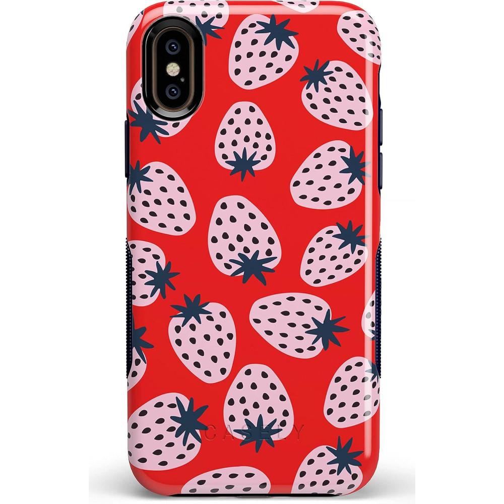 imageCasely iPhone Xs Max Case  Purple Taupe on Nude  Bold Protective DesignId Pick You  Red Strawberry
