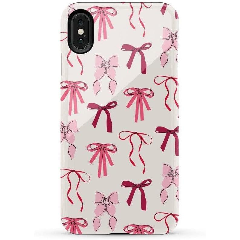 imageCasely iPhone Xs Max Case  Purple Taupe on Nude  Bold Protective DesignLover Girlie  Pink Bows