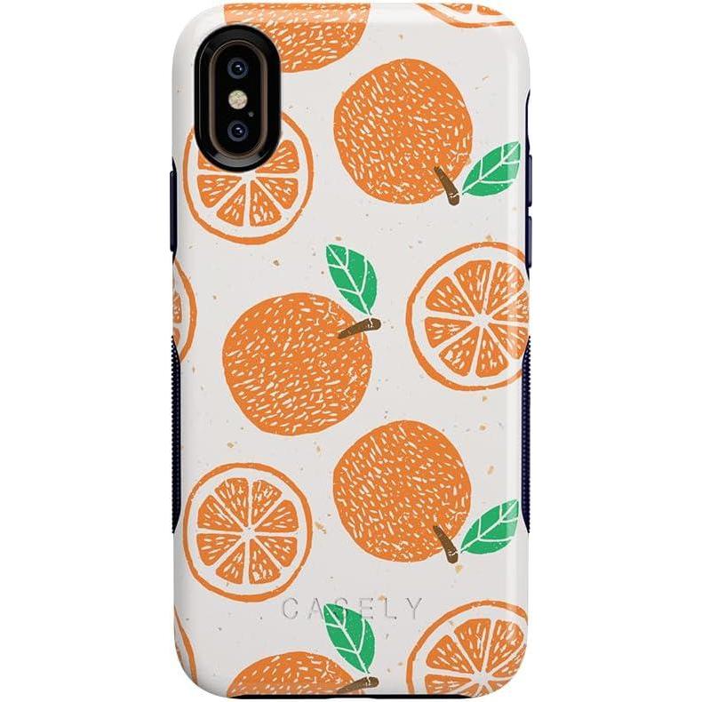 imageCasely iPhone Xs Max Case  Purple Taupe on Nude  Bold Protective DesignMain Squeeze  Orange Stamped