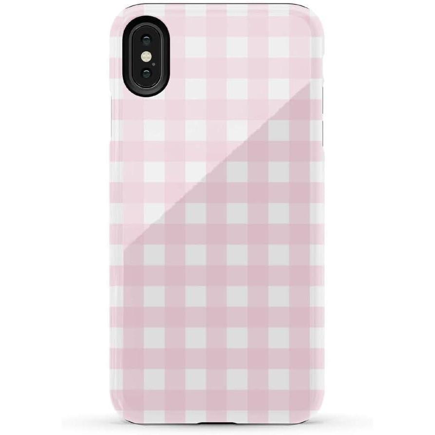 imageCasely iPhone Xs Max Case  Purple Taupe on Nude  Bold Protective DesignPink Plaid  Sunday Best