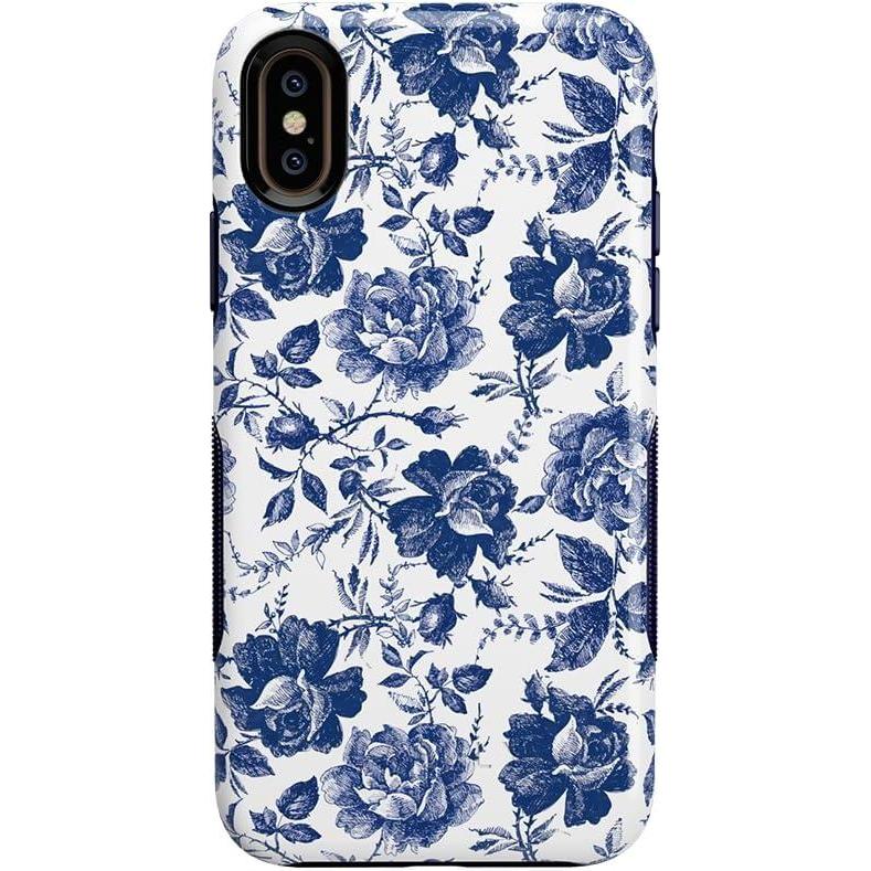 imageCasely iPhone Xs Max Case  Purple Taupe on Nude  Bold Protective DesignRose to Fame  Blue  White Rose Floral