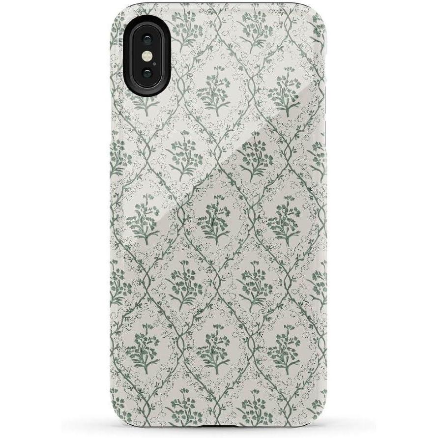 imageCasely iPhone Xs Max Case  Purple Taupe on Nude  Bold Protective DesignSage Tapestry  Floral Vines