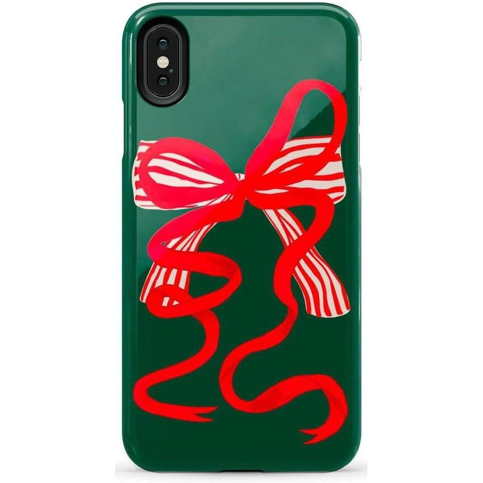 imageCasely iPhone Xs Max Case  Purple Taupe on Nude  Bold Protective DesignSantas Favorite  Holiday Bow