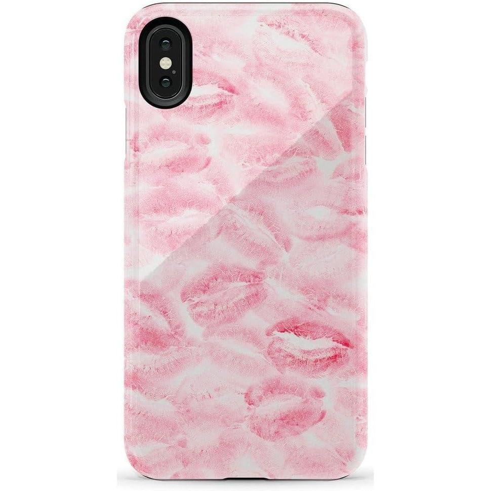 imageCasely iPhone Xs Max Case  Purple Taupe on Nude  Bold Protective DesignSealed with a Kiss  Pink Lipstick