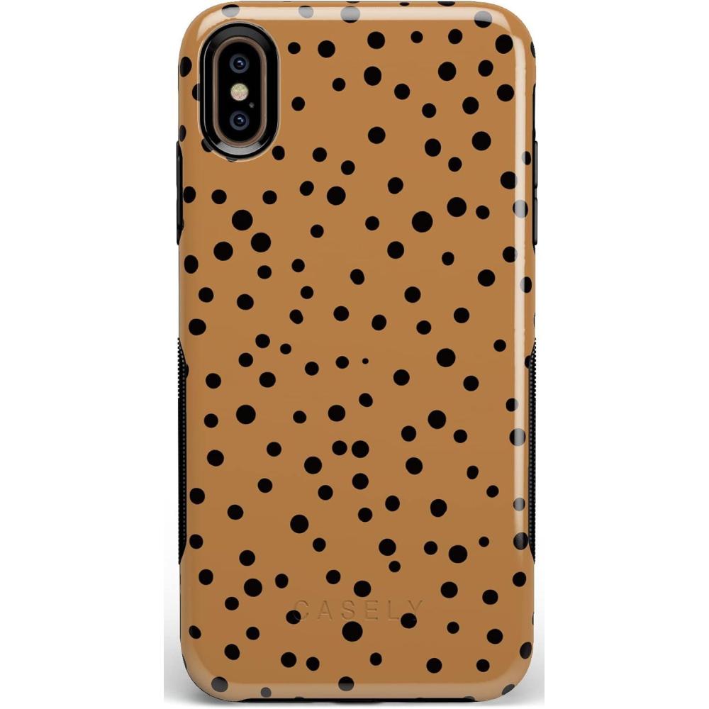imageCasely iPhone Xs Max Case  Purple Taupe on Nude  Bold Protective DesignSpot On  Dotted Animal