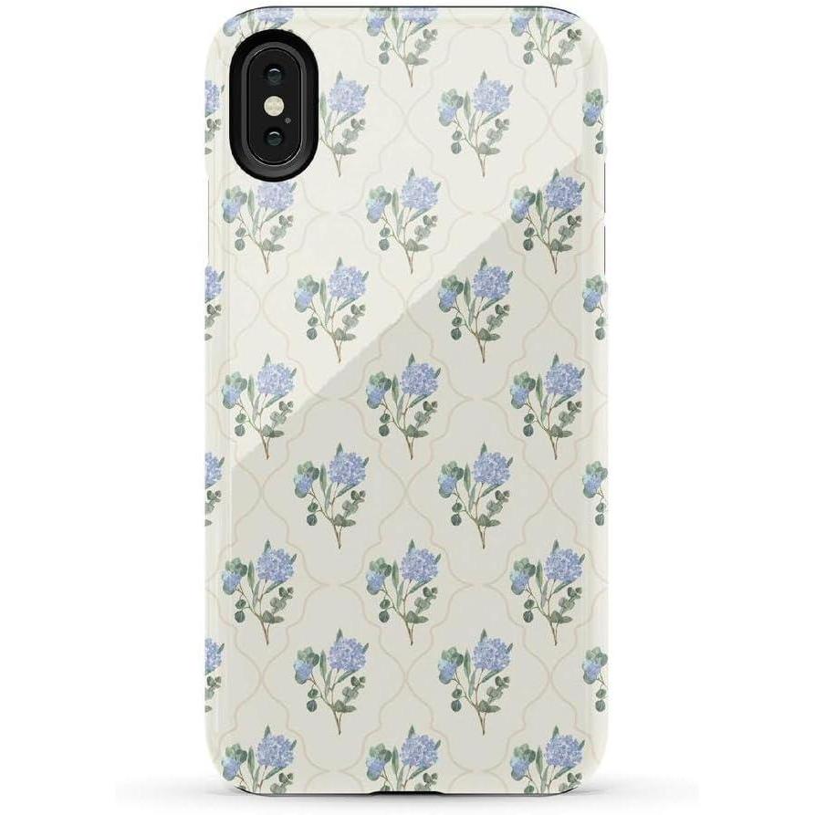 imageCasely iPhone Xs Max Case  Purple Taupe on Nude  Bold Protective DesignVintage Garden  Blue Hydrangea