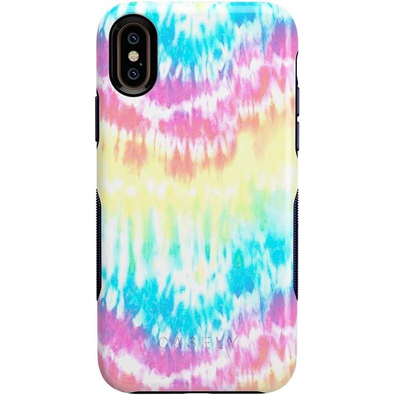 imageCasely iPhone Xs Max Case  Purple Taupe on Nude  Bold Protective DesignWild  Free Rainbow Tie Dye
