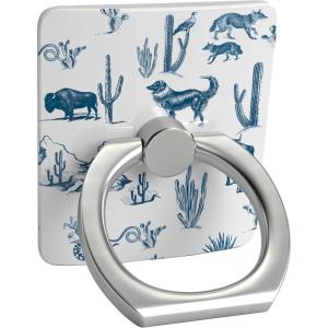 Casely Phone Ring | Rose to Fame | Blue & White Rose Phone Ring | 360 Degree Complete Swivel, Strong Adhesive, Remove and Reuse, Works on Any Phone(Wild West Adventure | Desert)