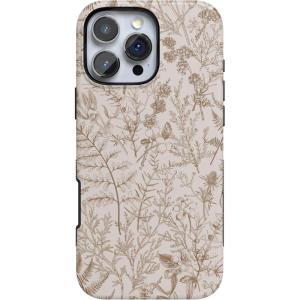 Casely iPhone 16 Pro Case | Ride The Wave | Pastel Rainbow Lined | Compatible with MagSafe | Bold Protective Design(Beige Garden | Neutral Floral)