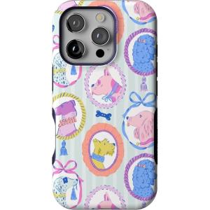 Casely iPhone 16 Pro Case | Ride The Wave | Pastel Rainbow Lined | Compatible with MagSafe | Bold Protective Design(Chateau Pups | French Dog)