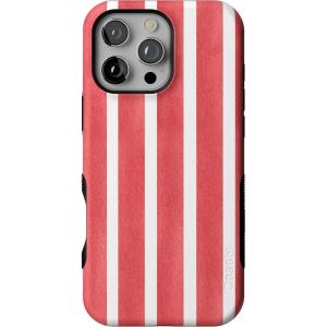 Casely iPhone 16 Pro Case | Ride The Wave | Pastel Rainbow Lined | Compatible with MagSafe | Bold Protective Design(East Coast Summer | Red Stripes)