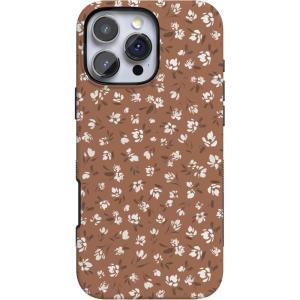 Casely iPhone 16 Pro Case | Ride The Wave | Pastel Rainbow Lined | Compatible with MagSafe | Bold Protective Design(Mocha Meadow | Tiny Flowers)