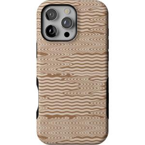 Casely iPhone 16 Pro Case | Ride The Wave | Pastel Rainbow Lined | Compatible with MagSafe | Bold Protective Design(Mocha Ripple | Brown Waves)