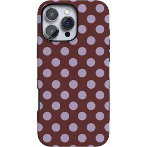Casely iPhone 16 Pro Case | Ride The Wave | Pastel Rainbow Lined | Compatible with MagSafe | Bold Protective Design(Spotted in SoHo | Burgundy Polka Dot)