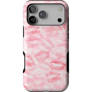 Casely iPhone 17 Pro Max Case | Be Mine | Tiny Hearts | Compatible with MagSafe | Bold Protective Design(Sealed with a Kiss | Pink Lipstick)