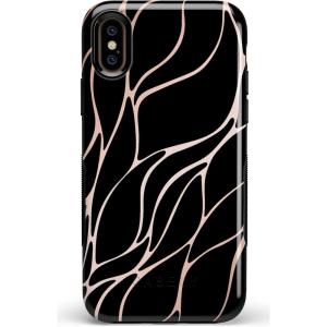 Casely iPhone X/XS Case | Make Your Mark | Crayola Paint Case(Black and Gold Metallic Waves)
