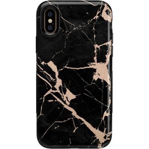 Casely iPhone X/XS Case | Make Your Mark | Crayola Paint Case(Cracked Rose Gold Black Marble)