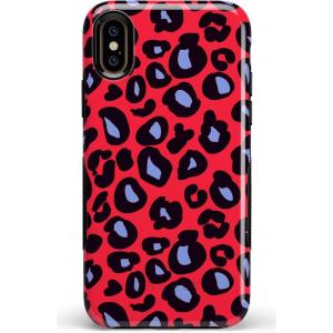 Casely iPhone X/XS Case | Make Your Mark | Crayola Paint Case(Into the Wild | Red & Blue Leopard)