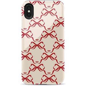 Casely iPhone Xs Max Case | Purple Taupe on Nude | Bold Protective Design(All Wrapped Up | Vintage Bows)