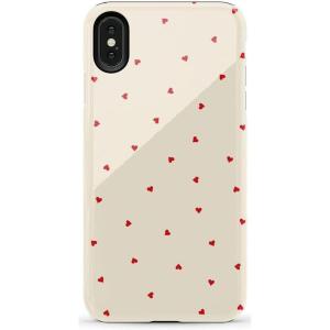 Casely iPhone Xs Max Case | Purple Taupe on Nude | Bold Protective Design(Be Mine | Tiny Hearts)