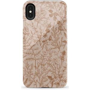 Casely iPhone Xs Max Case | Purple Taupe on Nude | Bold Protective Design(Beige Garden | Neutral Floral)
