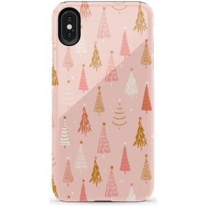 Casely iPhone Xs Max Case | Purple Taupe on Nude | Bold Protective Design(Bubblegum Forest | Christmas Tree)