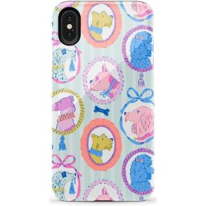 Casely iPhone Xs Max Case | Purple Taupe on Nude | Bold Protective Design(Chateau Pups | French Dog)