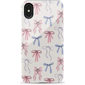 Casely iPhone Xs Max Case | Purple Taupe on Nude | Bold Protective Design(Coquette Girlie | Pastel Bows)