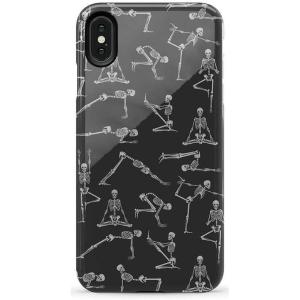 Casely iPhone Xs Max Case | Purple Taupe on Nude | Bold Protective Design(Corpse Pose | Skeleton Yoga)