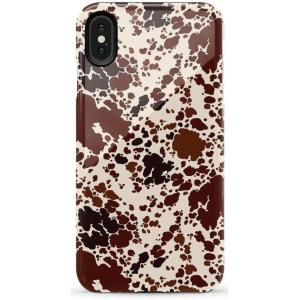 Casely iPhone Xs Max Case | Purple Taupe on Nude | Bold Protective Design(Cowgirl Envy | Cow Print)
