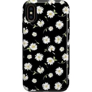 Casely iPhone Xs Max Case | Purple Taupe on Nude | Bold Protective Design(Daisy Daydream Black Floral)