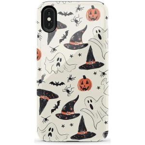 Casely iPhone Xs Max Case | Purple Taupe on Nude | Bold Protective Design(Feeling Witchy | Haunted Halloween)