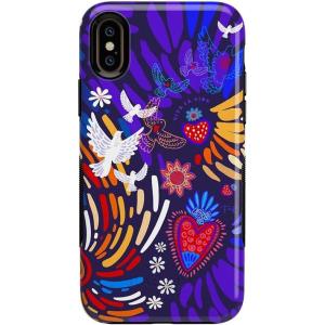 Casely iPhone Xs Max Case | Purple Taupe on Nude | Bold Protective Design(Frida Kahlo | Viva La Vida | Floral Collage)