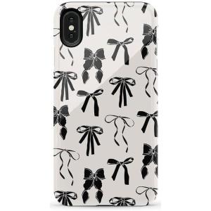 Casely iPhone Xs Max Case | Purple Taupe on Nude | Bold Protective Design(Goth Girlie | Black Bows)
