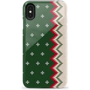 Casely iPhone Xs Max Case | Purple Taupe on Nude | Bold Protective Design(Grandpa’s Sweater | Holiday Knit)