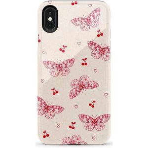 Casely iPhone Xs Max Case | Purple Taupe on Nude | Bold Protective Design(Heart Flutters | Butterfly)