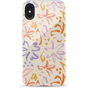 Casely iPhone Xs Max Case | Purple Taupe on Nude | Bold Protective Design(Hibiscus Blooms | Hawaiian Floral)