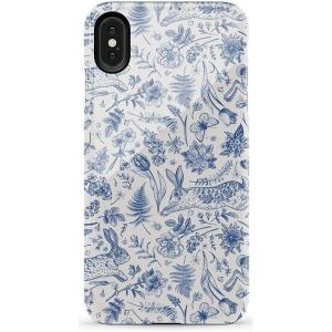 Casely iPhone Xs Max Case | Purple Taupe on Nude | Bold Protective Design(Hop & Bloom | Bunny Toile)