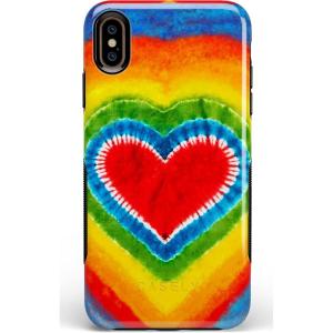 Casely iPhone Xs Max Case | Purple Taupe on Nude | Bold Protective Design(I Heart Tie Dye)