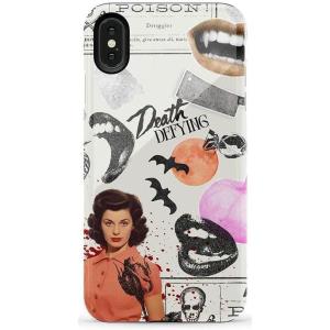 Casely iPhone Xs Max Case | Purple Taupe on Nude | Bold Protective Design(If You Dare | Horror Collage)