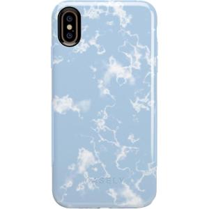 Casely iPhone Xs Max Case | Purple Taupe on Nude | Bold Protective Design(Light Blue Skies Marble Clouds)