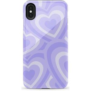Casely iPhone Xs Max Case | Purple Taupe on Nude | Bold Protective Design(Love Song | Lavender Heart)
