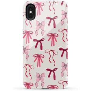 Casely iPhone Xs Max Case | Purple Taupe on Nude | Bold Protective Design(Lover Girlie | Pink Bows)