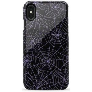 Casely iPhone Xs Max Case | Purple Taupe on Nude | Bold Protective Design(Midnight Web | Spider Web)
