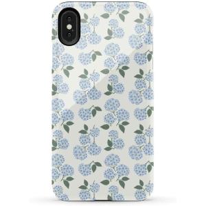 Casely iPhone Xs Max Case | Purple Taupe on Nude | Bold Protective Design(Nantucket Cottage | Blue Hydrangea)