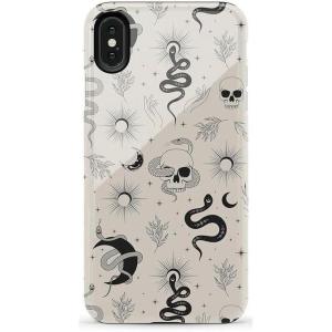 Casely iPhone Xs Max Case | Purple Taupe on Nude | Bold Protective Design(No Further Explanation | Snakes & Skulls)