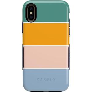 Casely iPhone Xs Max Case | Purple Taupe on Nude | Bold Protective Design(Paint The Town | Colorblock Stripes)