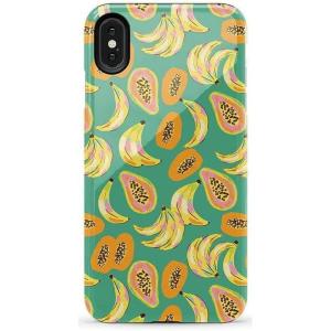 Casely iPhone Xs Max Case | Purple Taupe on Nude | Bold Protective Design(Papaya Palms | Dippin’ Daisy’s Tropical Vacation)